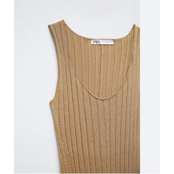 Zara gold metallic rib knit dress - Picture 5 of 7